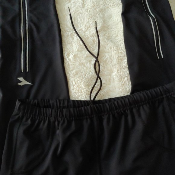 Diadora workout athletic leggings running pants size large tie waist - Picture 2 of 7